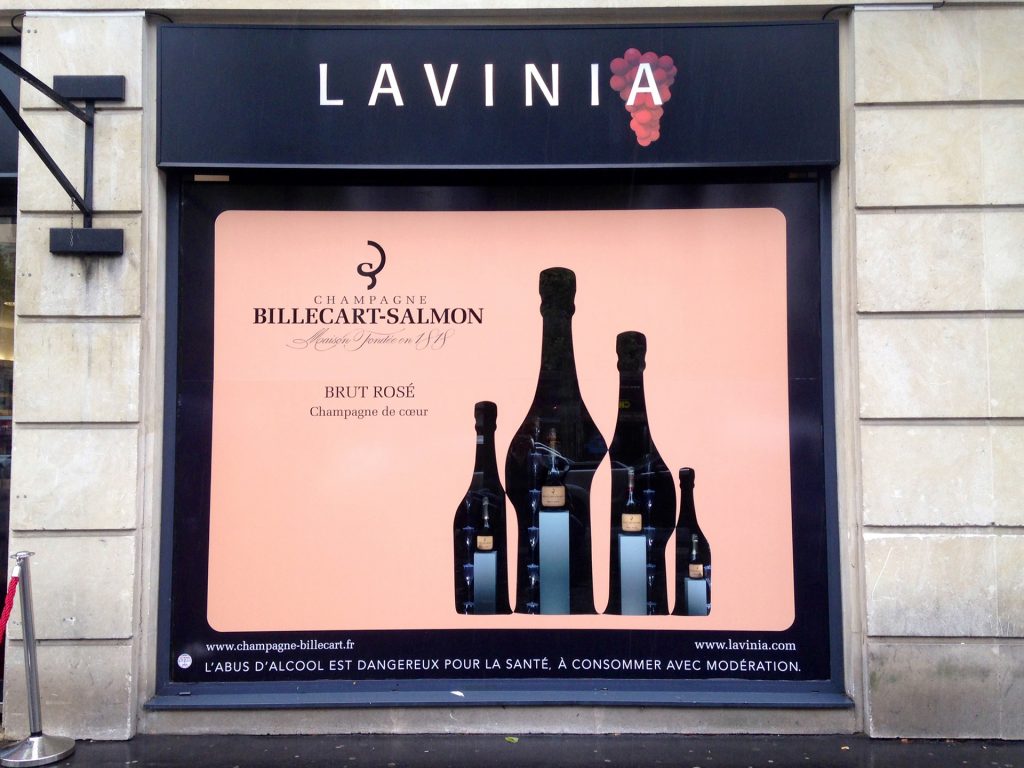 Stickage de la vitrine Lavinia Paris pour Billecart-Salmon